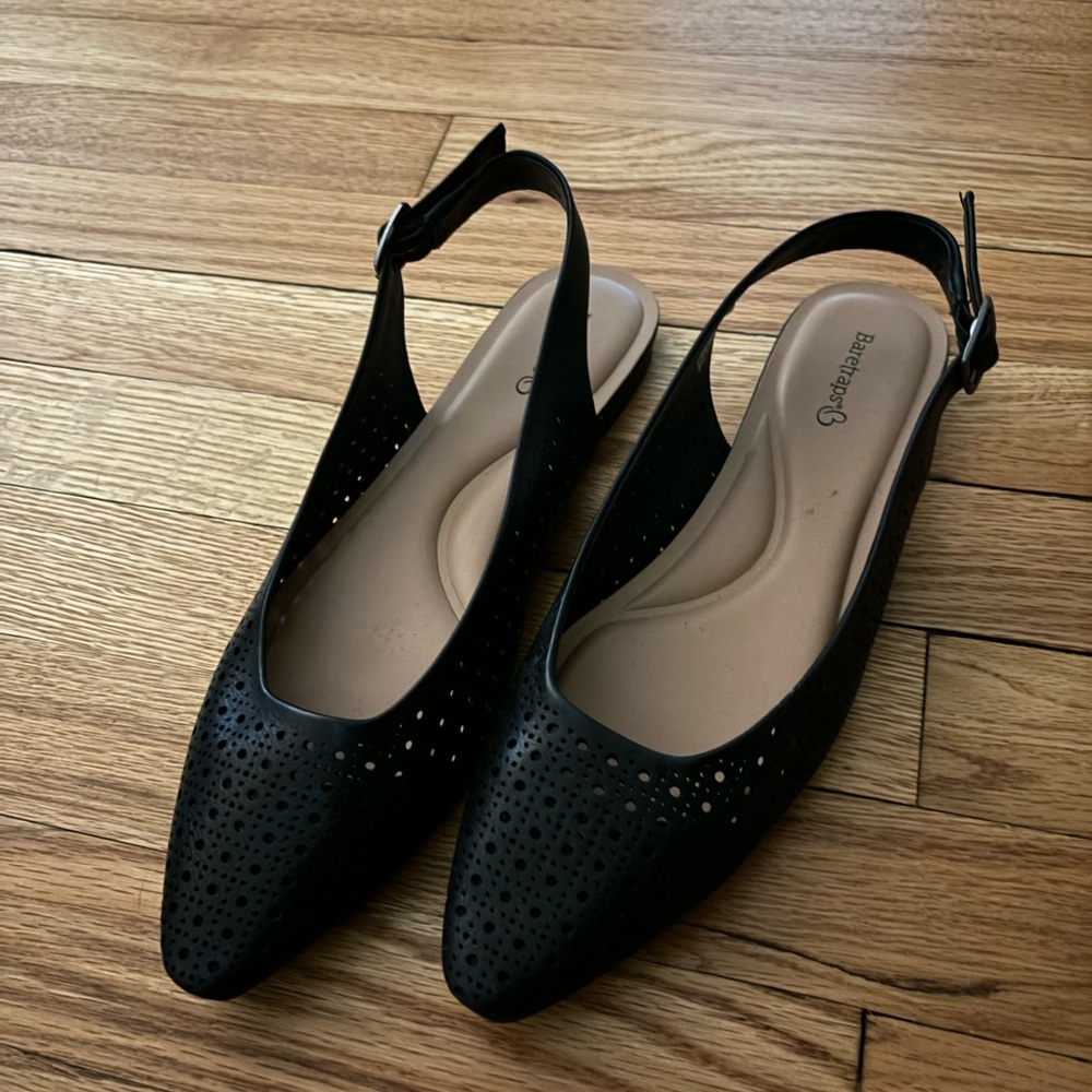 BareTraps Black Slingback Flats with Pointed Toe